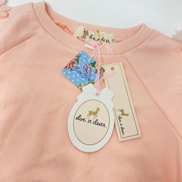 NWT CUTE Baby Girl Pearl Silky Flower Sweatshirt - Picture 2 of 6